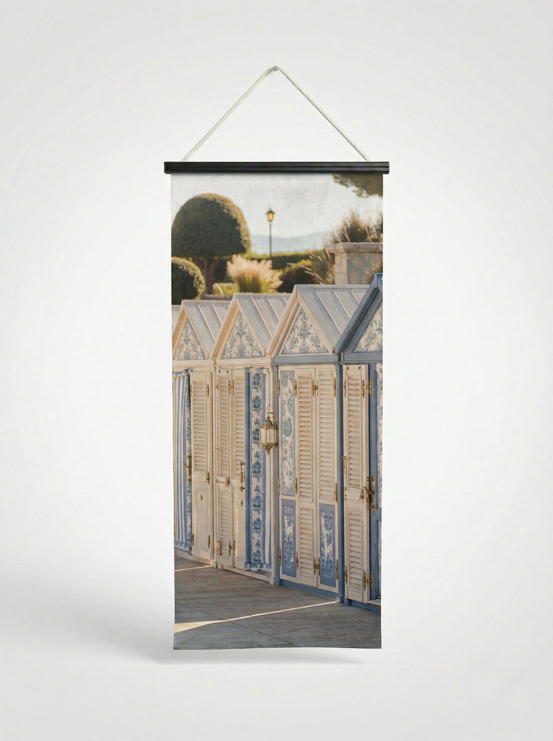 Banner Cabines de bain 75x180cm - Vue complète avec fixation bois noir mat