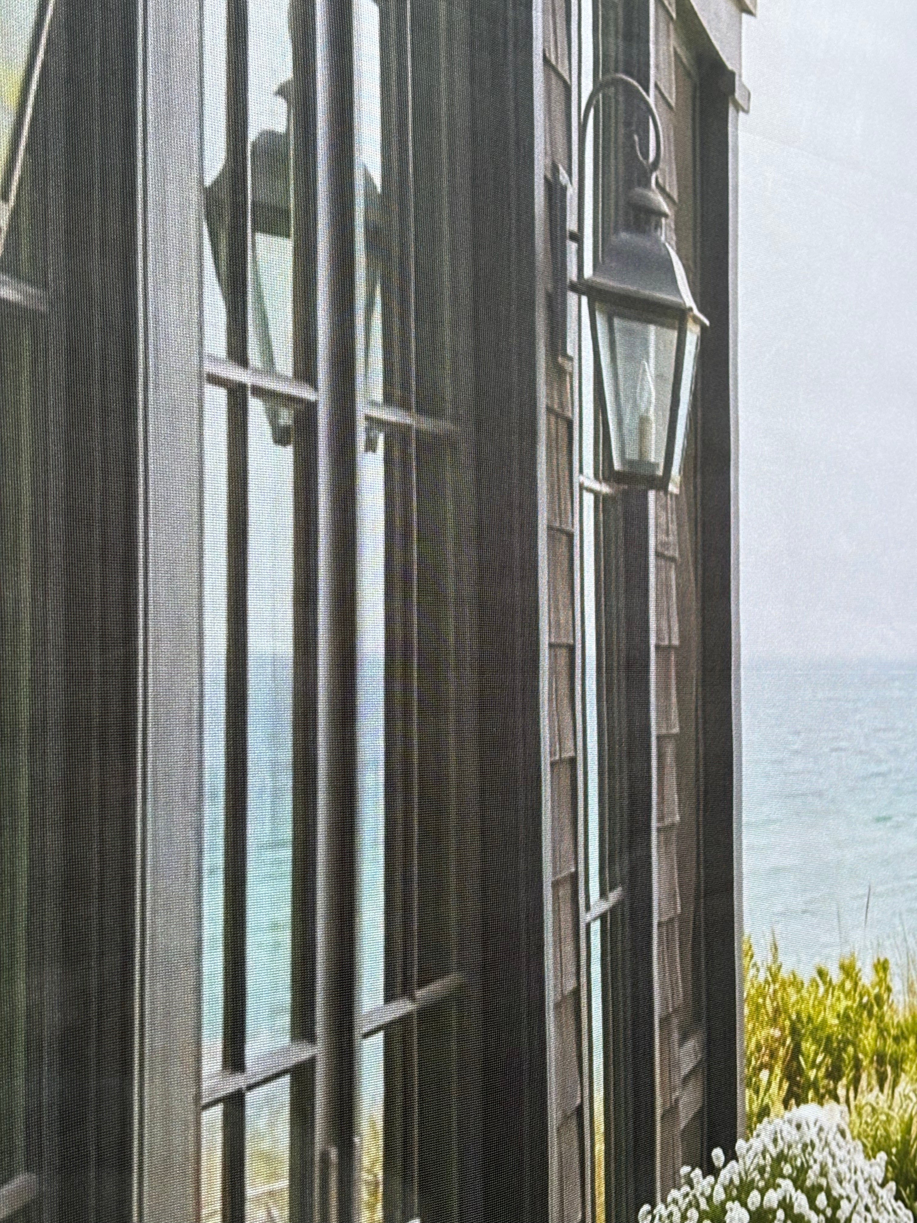 Banner décoratif Pavillon des dunes 75x180cm – façade bois lanterne vue mer décoration vitrine