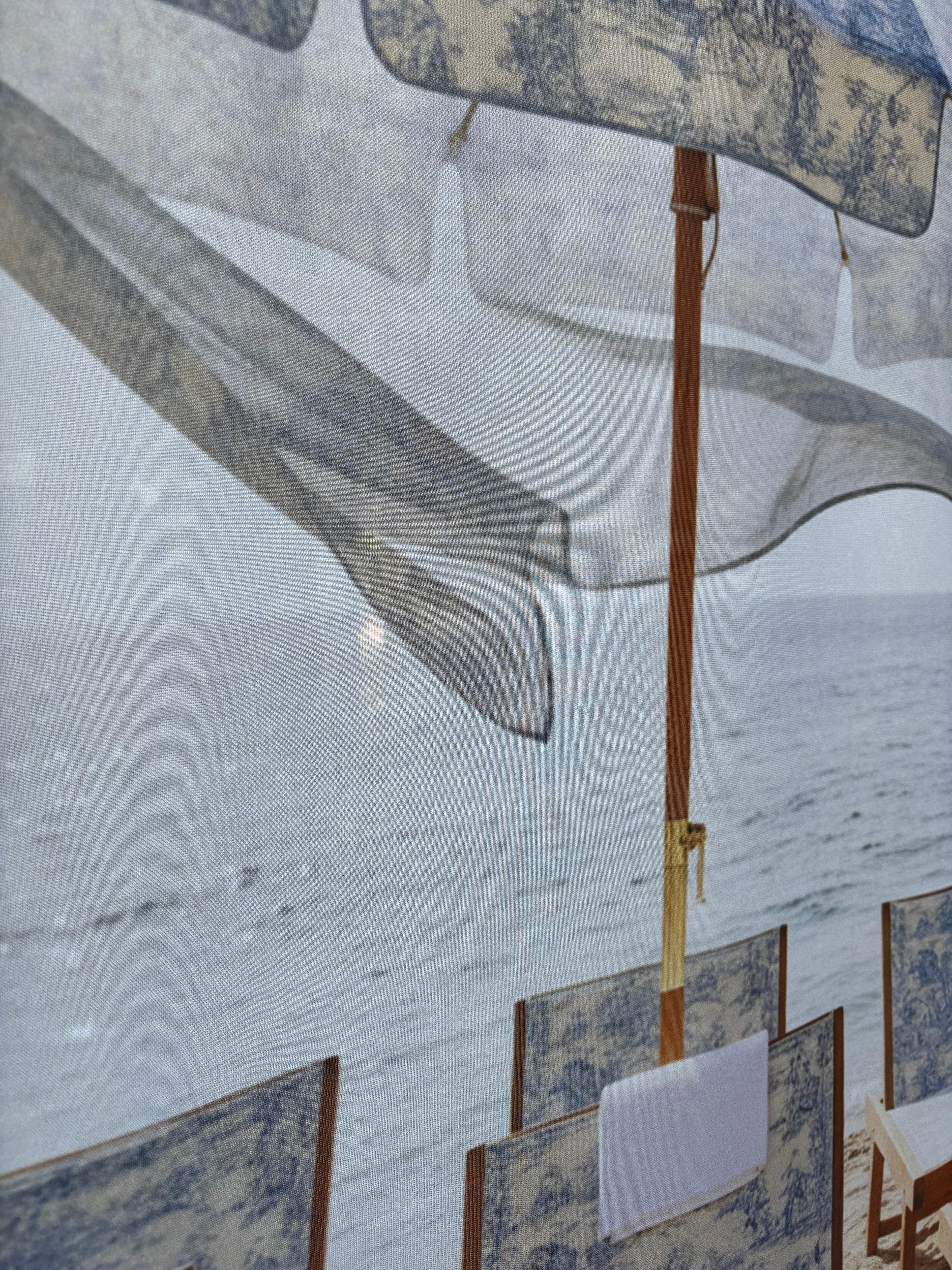Banner décoratif Plage & transat 75x180cm – transats toile de Jouy parasol bord de mer décoration vitrine