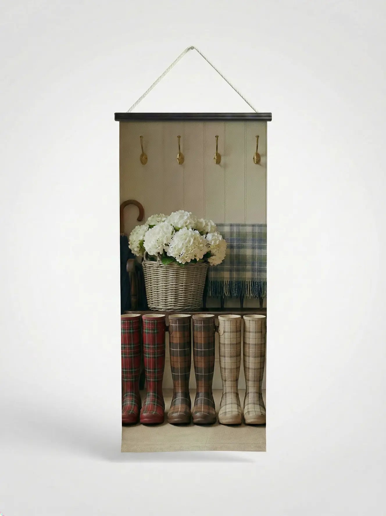 Banner Bottes cottages 75x180cm - Vue complète avec fixation bois noir mat