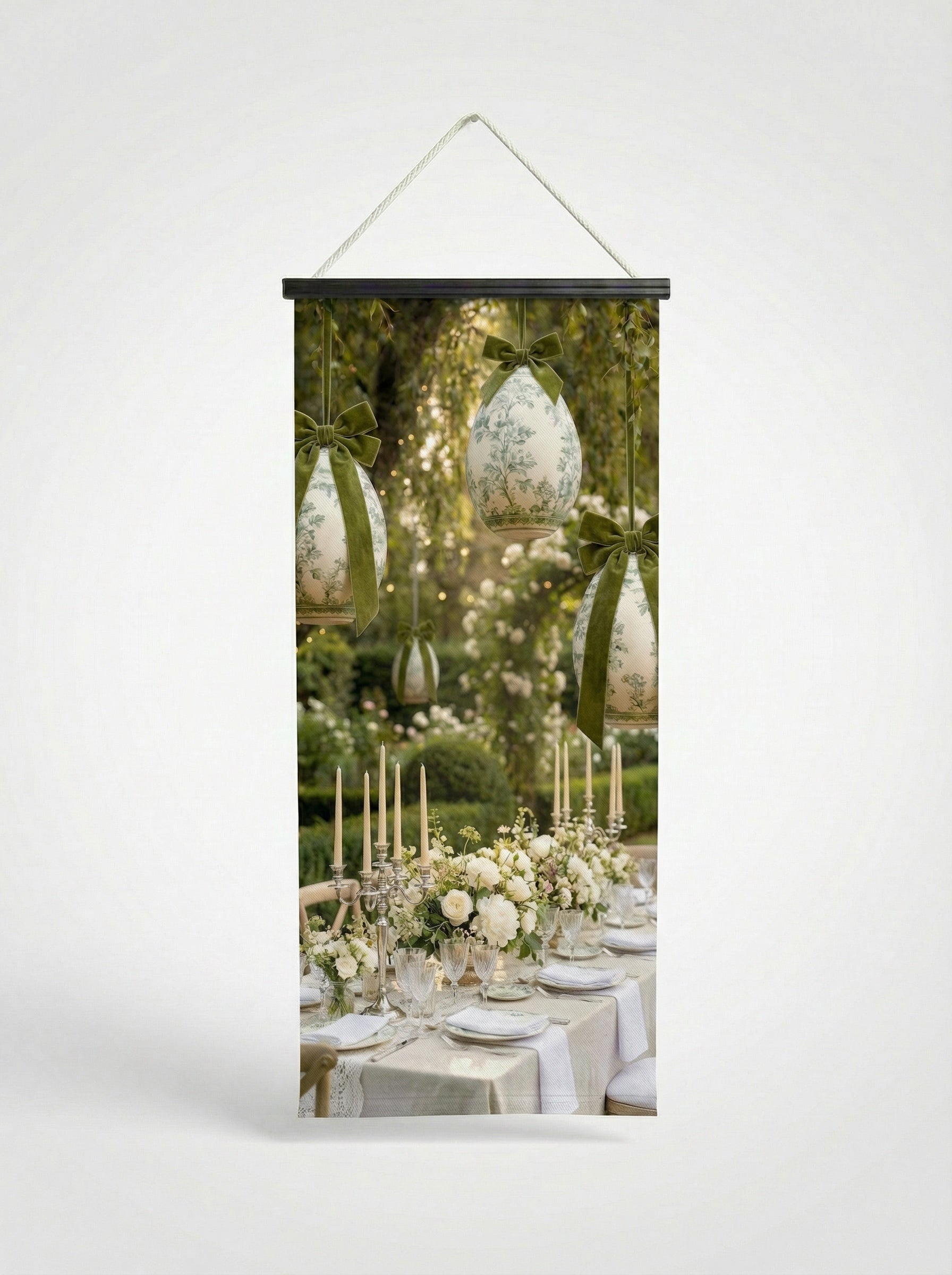 Banner Jardin champêtre 75x180cm - Vue complète avec fixation bois noir mat