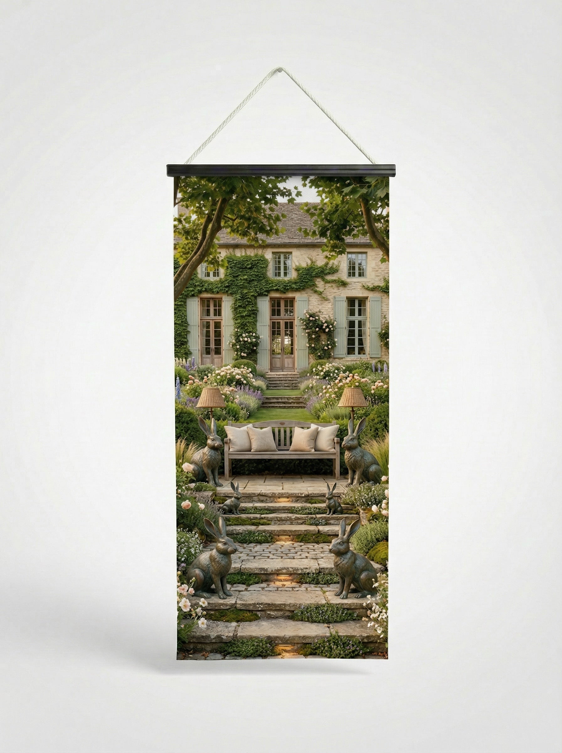 Banner La bastide 75x180cm - Vue complète avec fixation bois noir mat