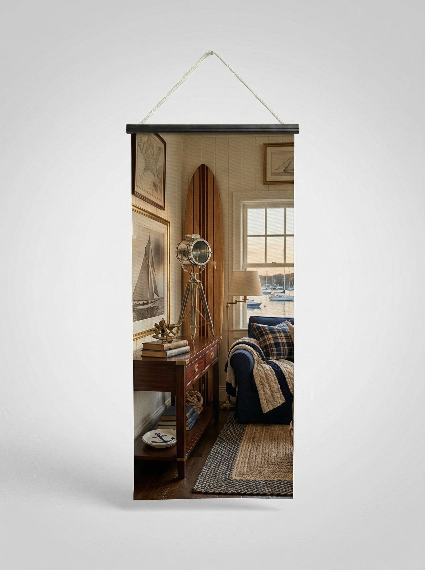 Banner Maison côtière 75x180cm - Vue complète avec fixation bois noir mat