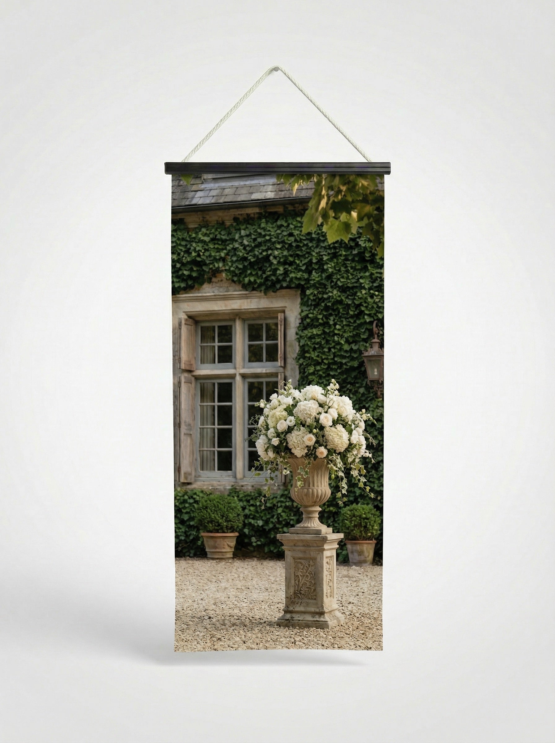 Banner Maison de campagne 75x180cm - Vue complète avec fixation bois noir mat