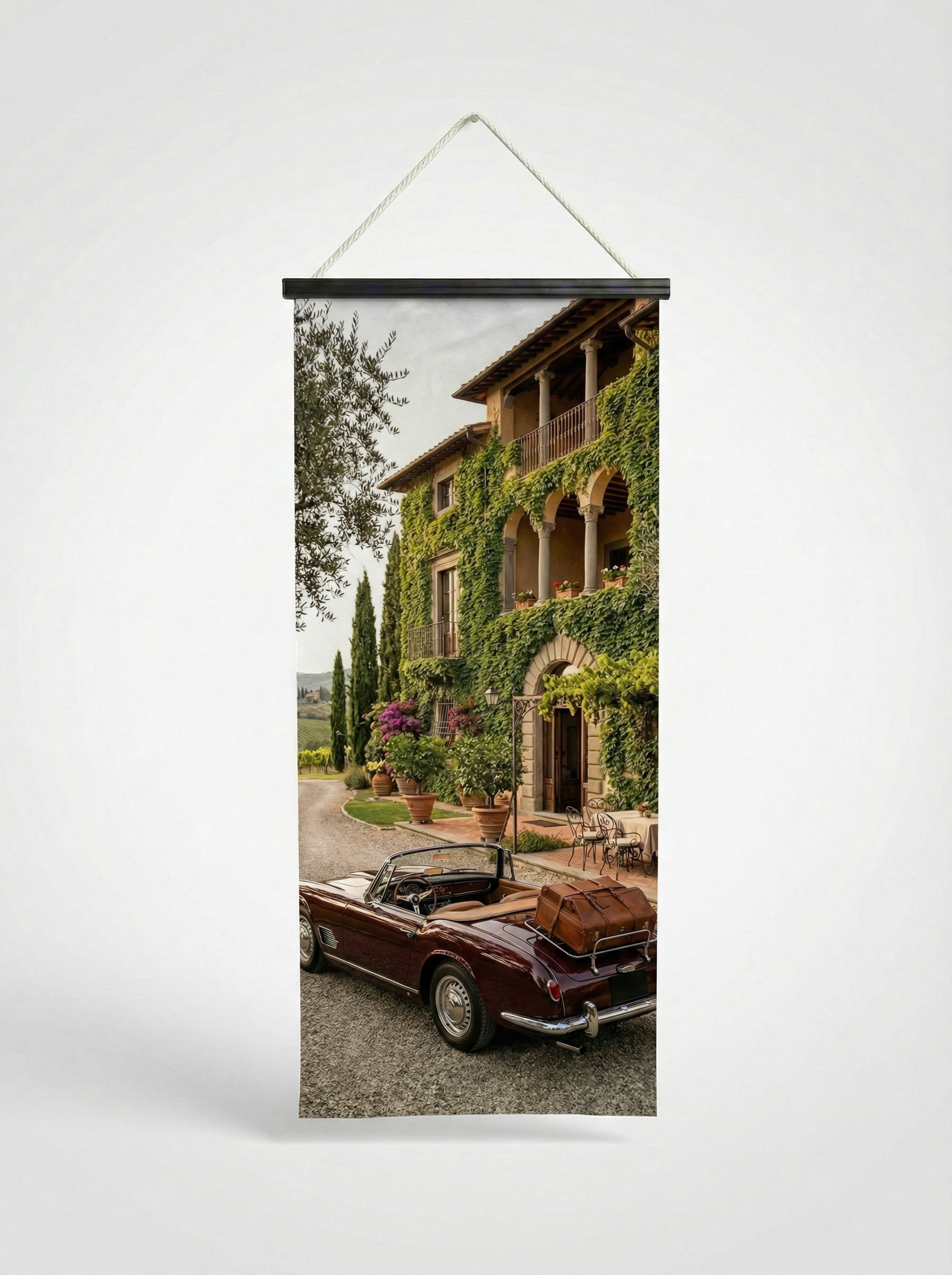 Banner Prestige 75x180cm - Vue complète avec fixation bois noir mat